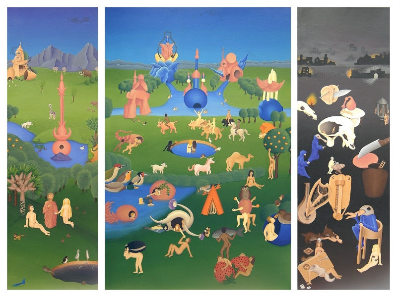 A reimagining of the famous "The Garden of Earthly Delights" by Hieronymus Bosch